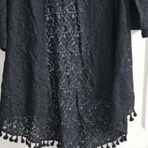 Church WEDDING Black Lace Jacket Wrap High Low 2x